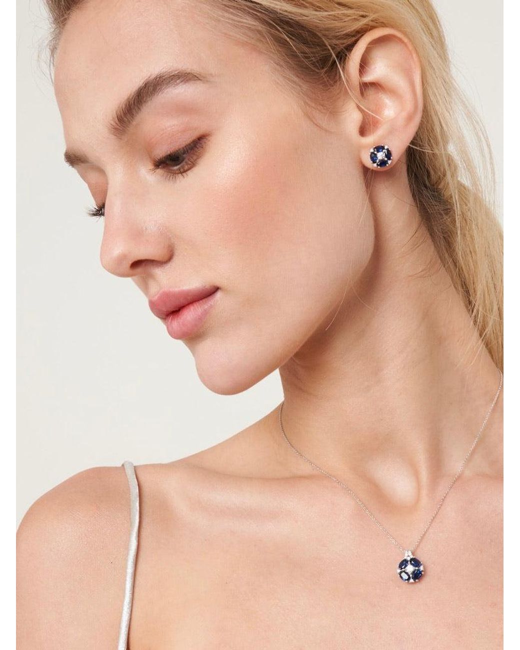 Juvetti Blue Pristi Necklace With Diamond & Sapphire