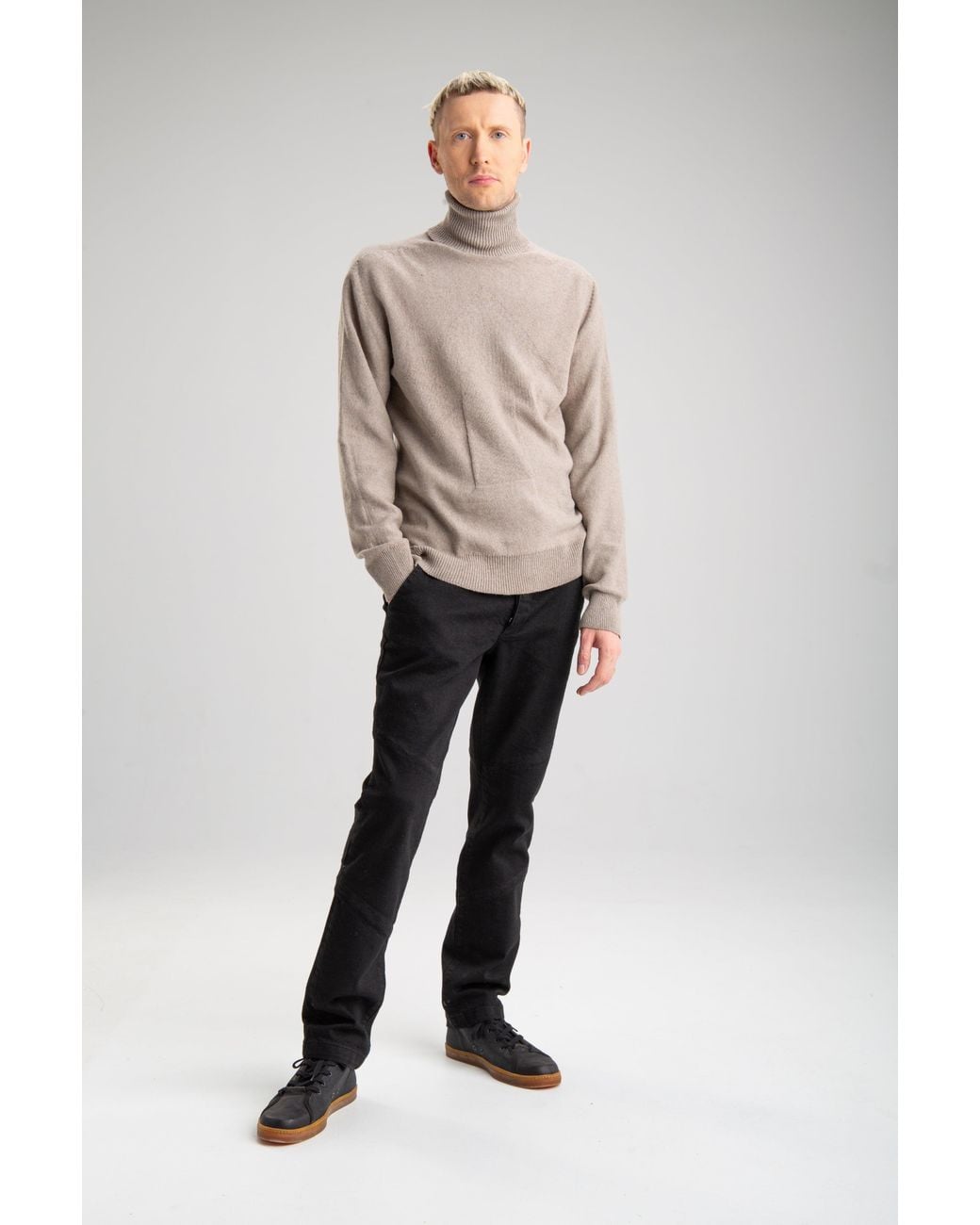 Reet Aus Gray Neutrals Seamless Turtleneck Sweater for men