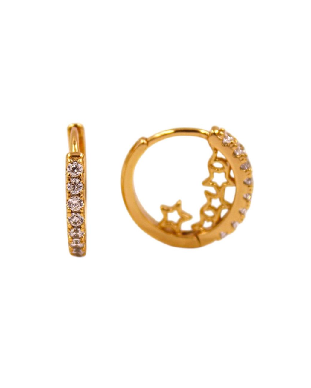 1610Istanbul Metallic Star Swarovski Earrings