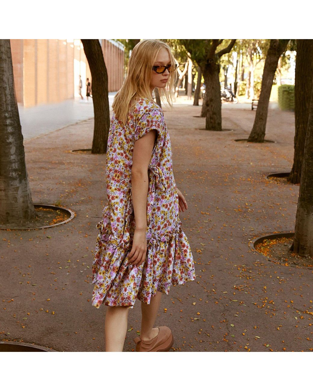 Miro Misljen Pink Floral Belted Drop Waist Midi Dress