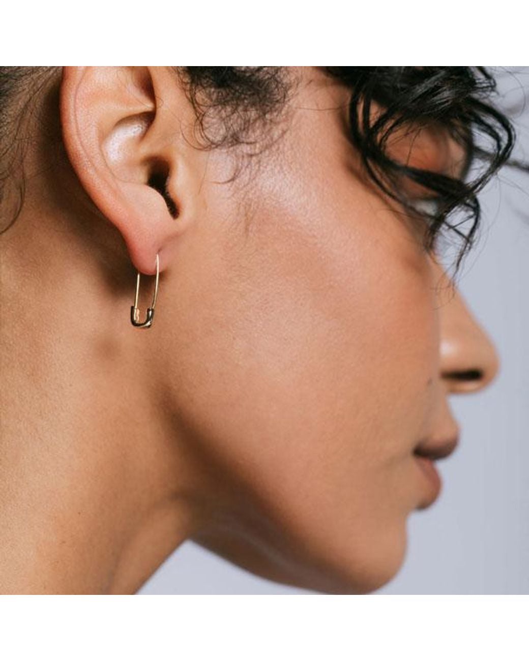 Kris Nations Metallic Safety Pin Hoop Earrings