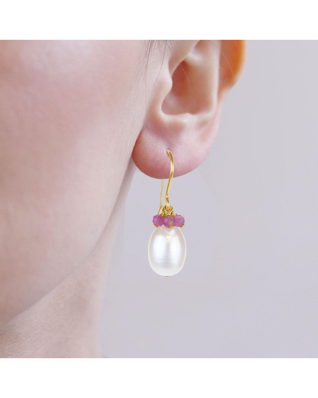 MOUNIR LONDON Metallic Pearl & Iolite Cluster Earrings