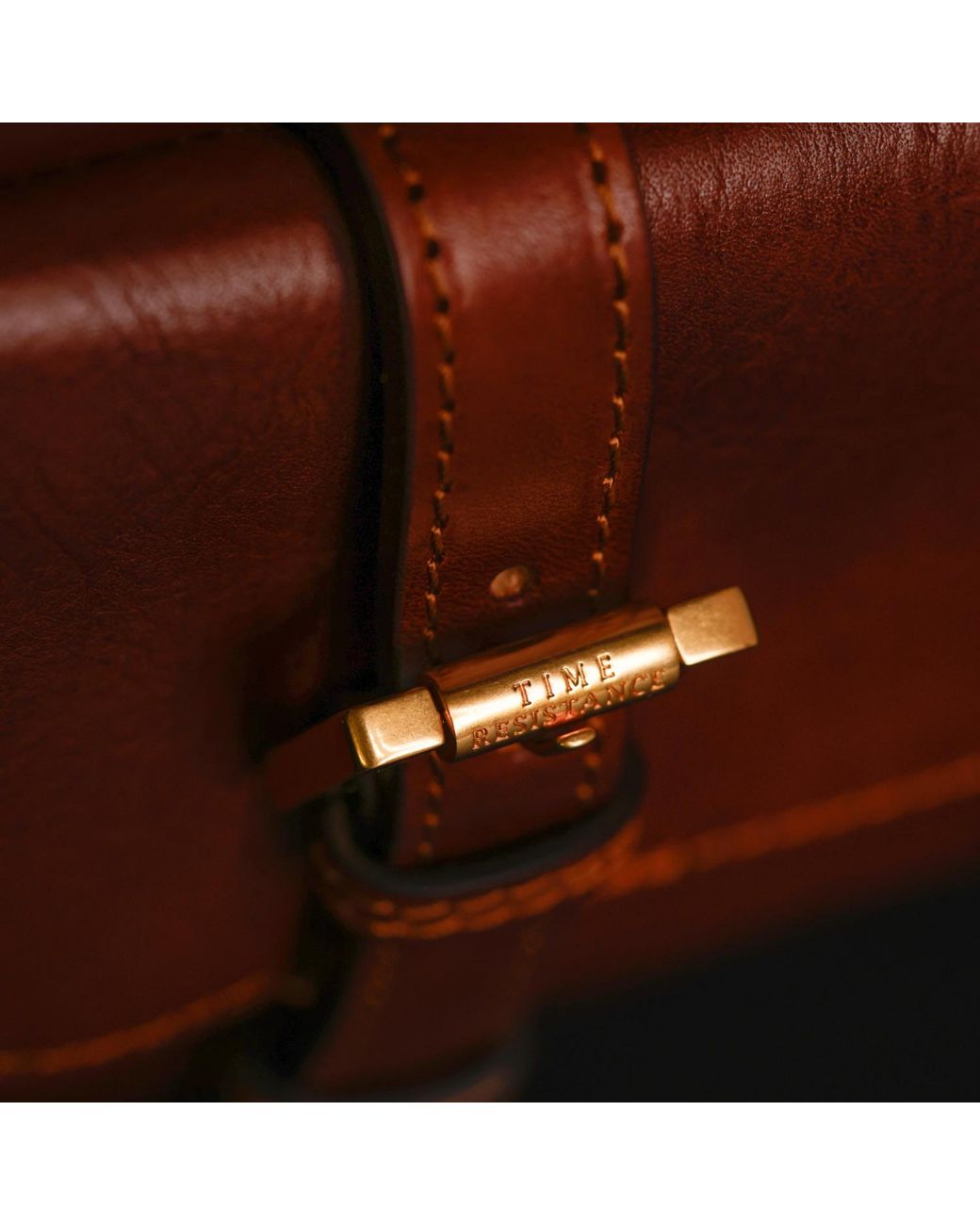 Time Resistance Brown Large Leather Backpack Cognac