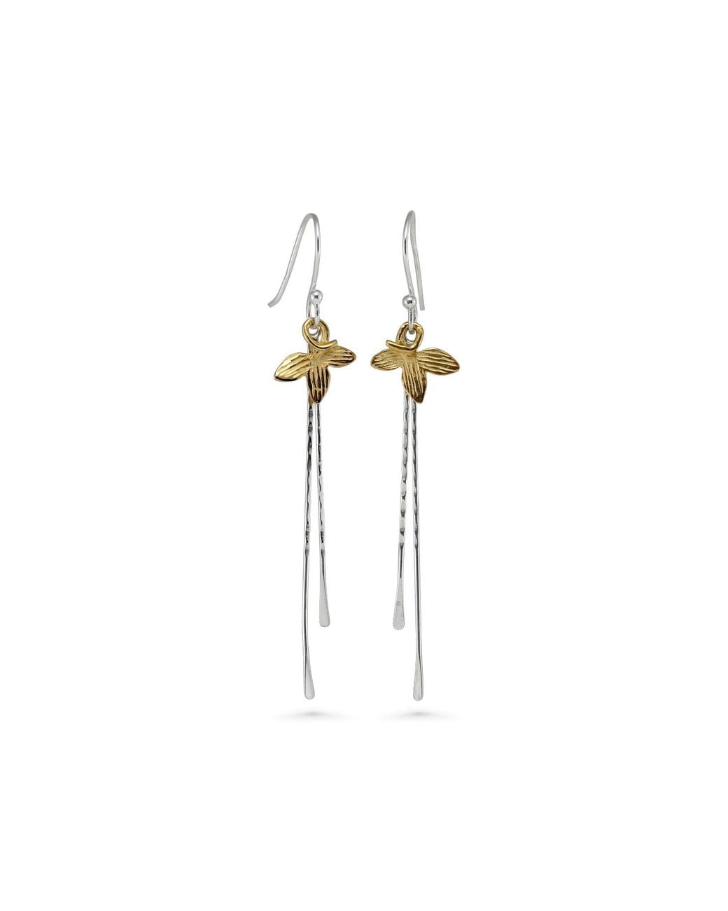 Isla Silver Metallic Floral Mixed Metal Drop Earrings