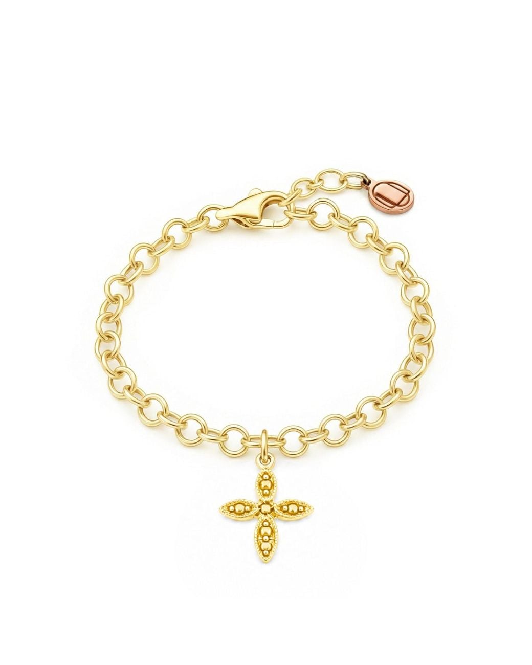 Unaloe Metallic Floral Cross Charm Bracelet – Vermeil