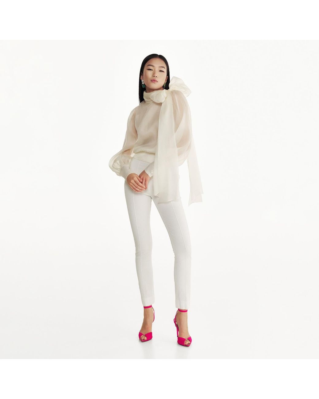 Lita Couture White Flawless Bow Blouse
