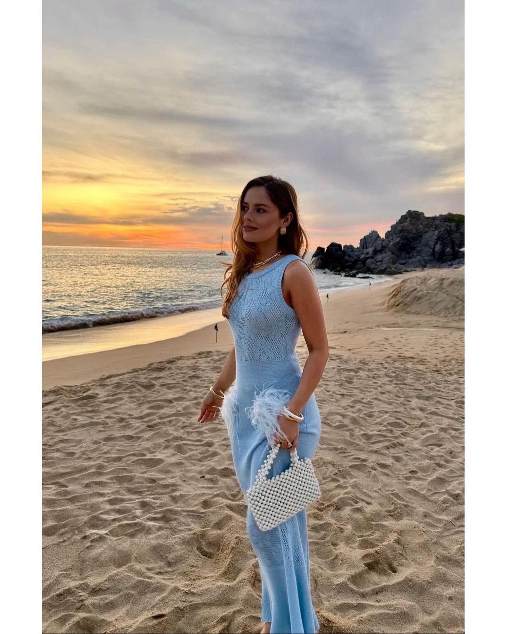 Andreeva Blue Aqua Bamboo Knit Dress