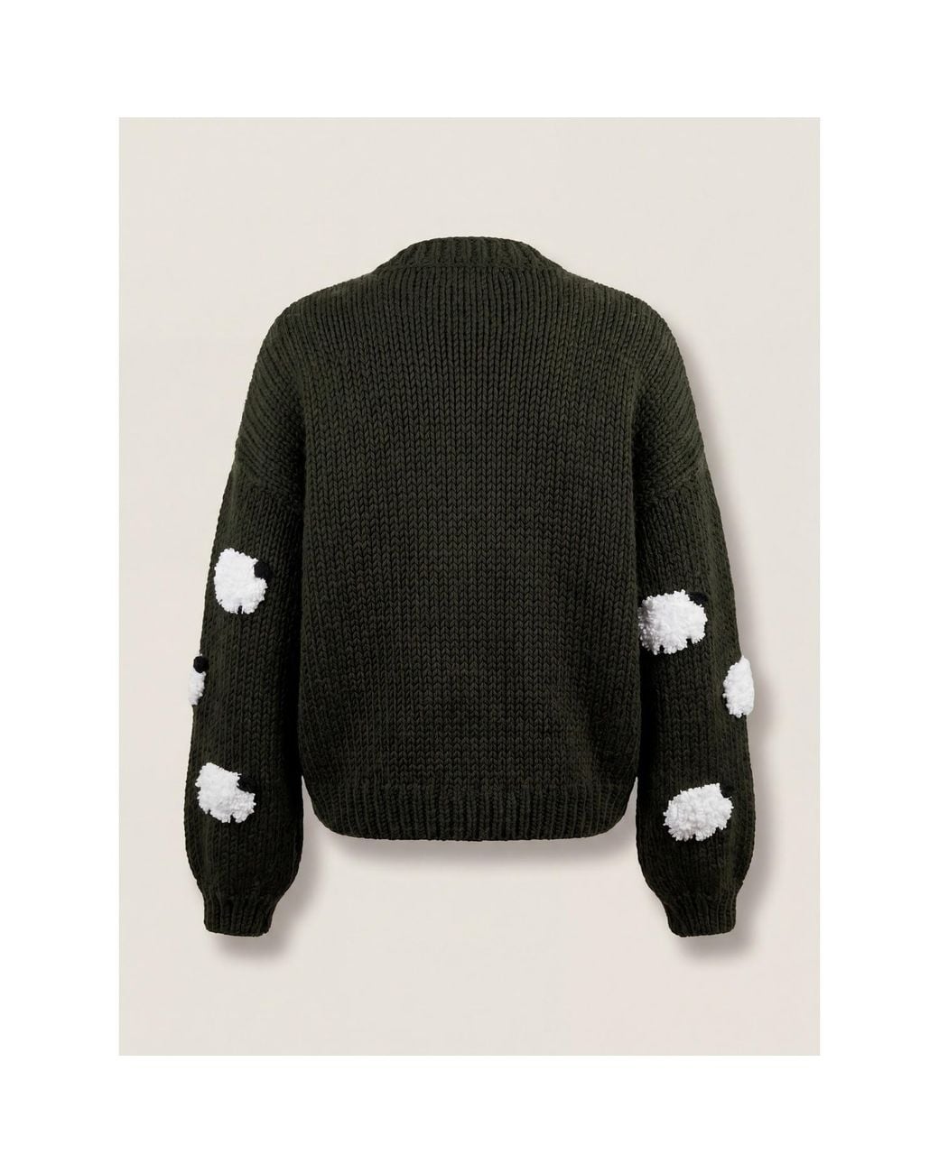 Ana Chic Black Sheep Motif Handmade Knitted Cardigan