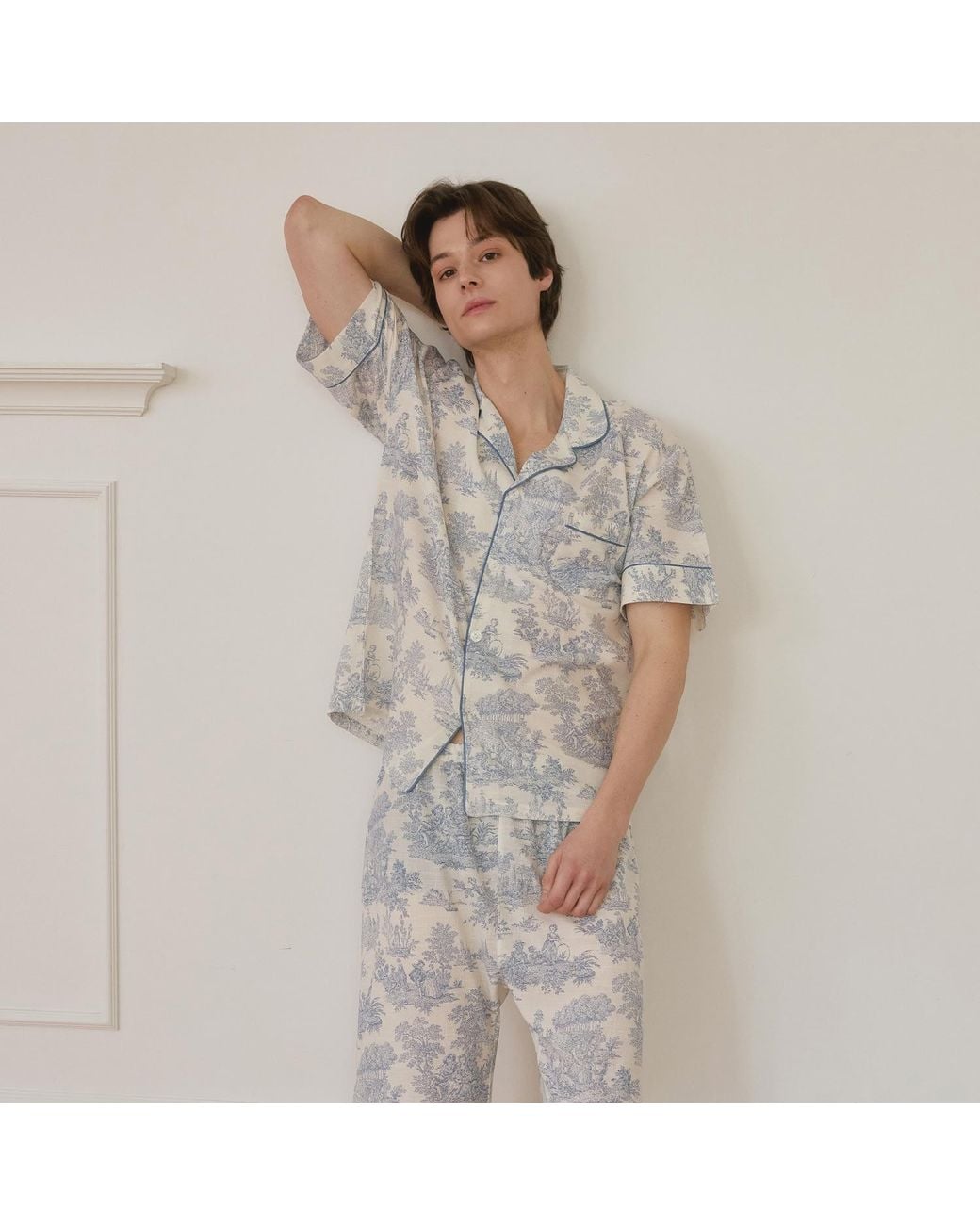 Luna Luz Gray Elise Rayon-Cotton Short Sleeve Pajama Set for men