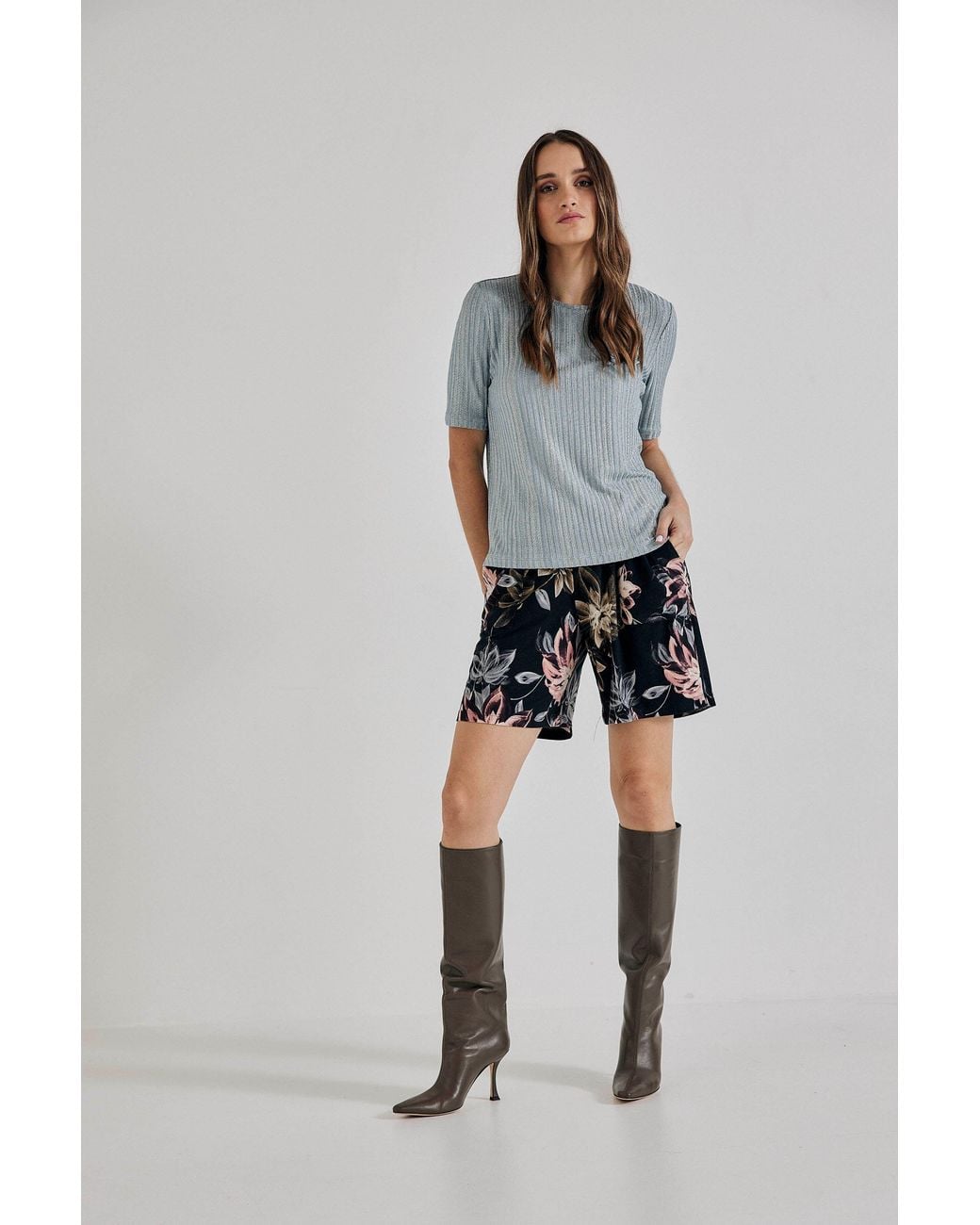 Lindsay Nicholas New York Blue Floral Jersey Short