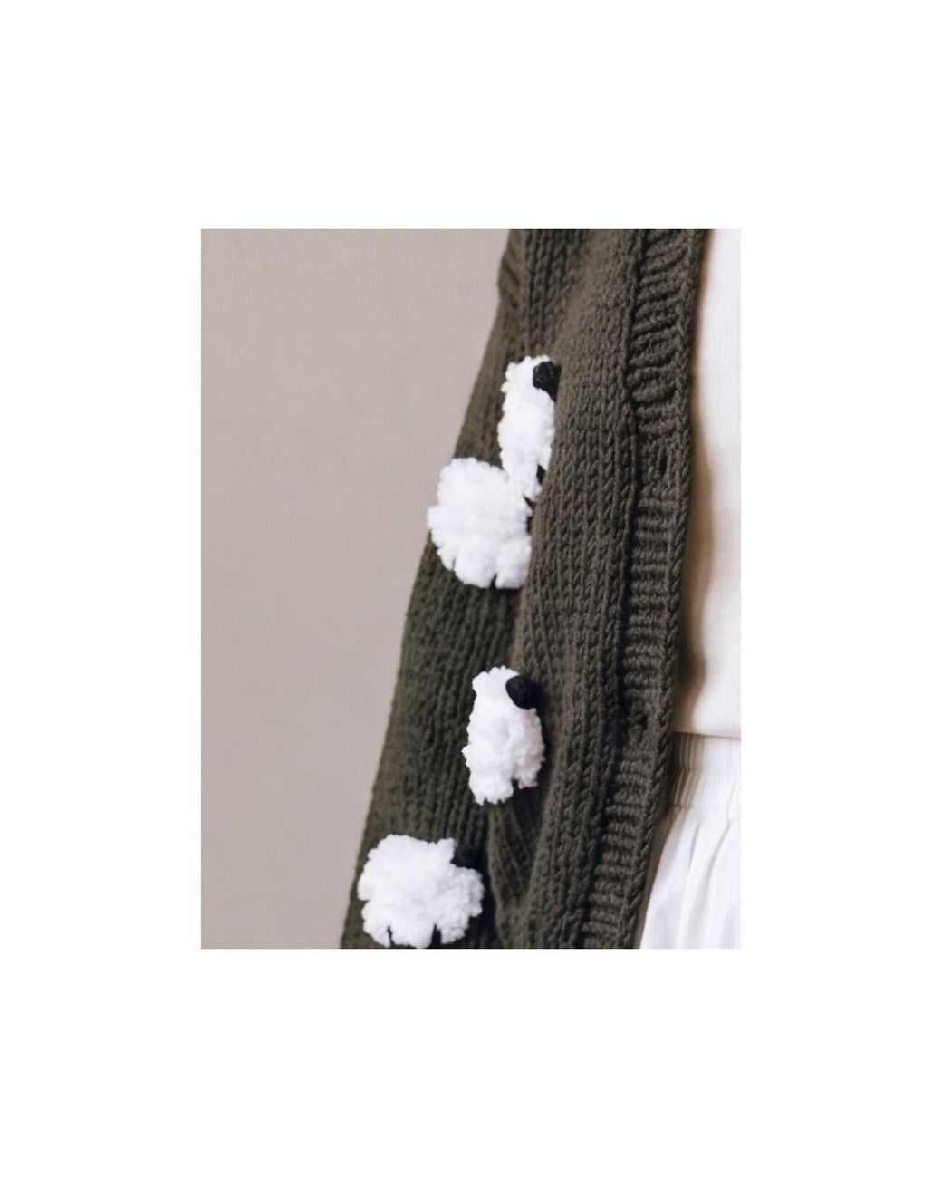 Ana Chic Black Sheep Motif Handmade Knitted Cardigan