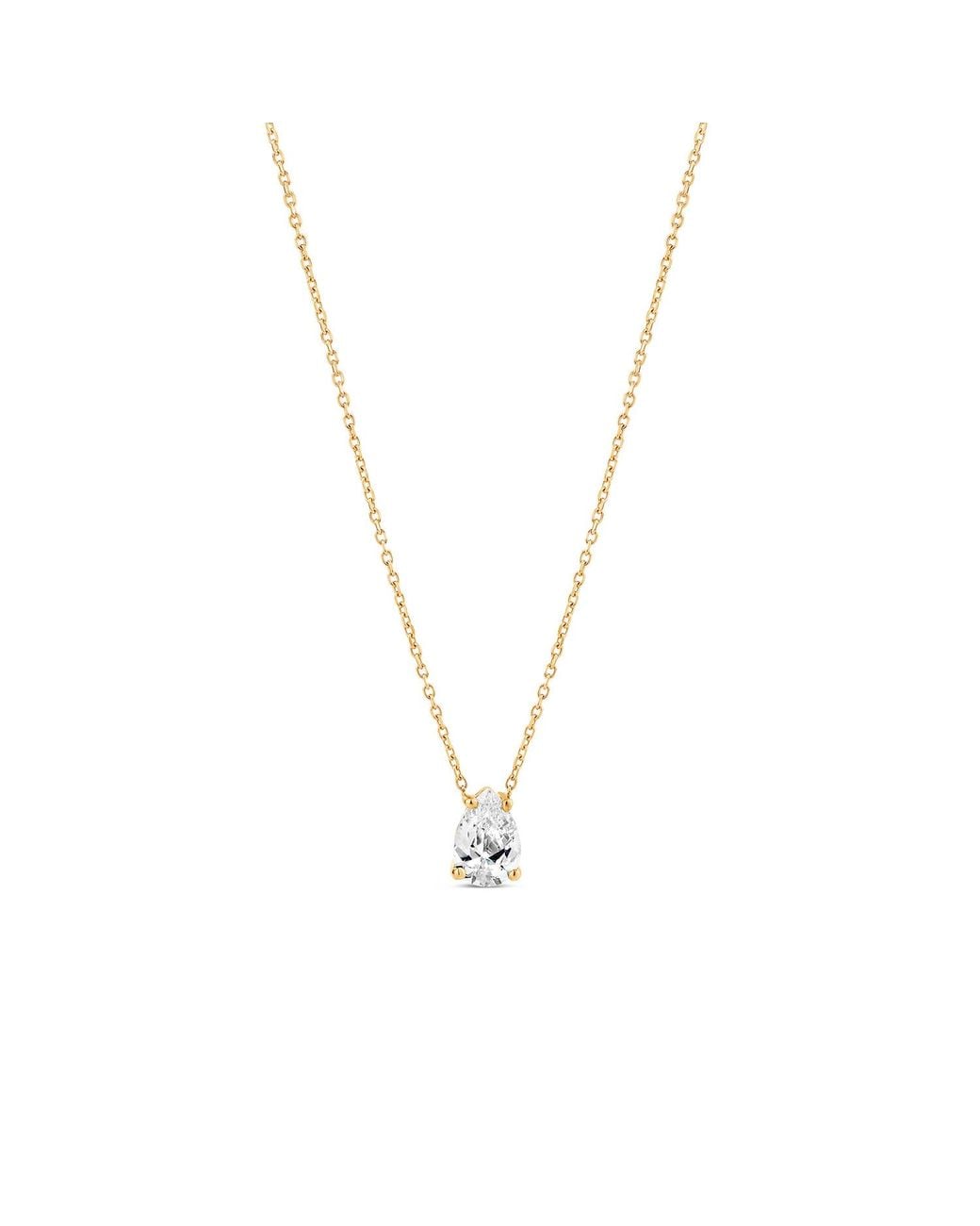 SALLY SKOUFIS Metallic Pure Droplet Necklace Petite With Made Cz Diamond Stimulant
