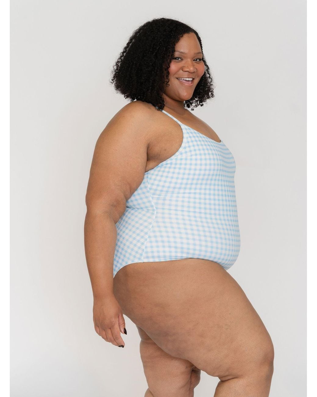 Lime Ricki Swimwear Blue Sky Gingham Tank One-Piece