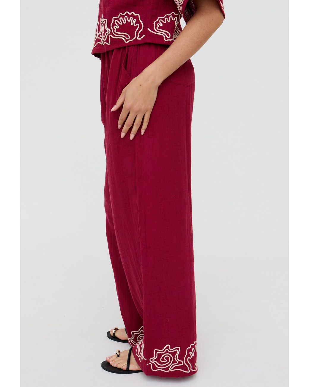 Raffya Milly Wide Leg Embroidered Trouser