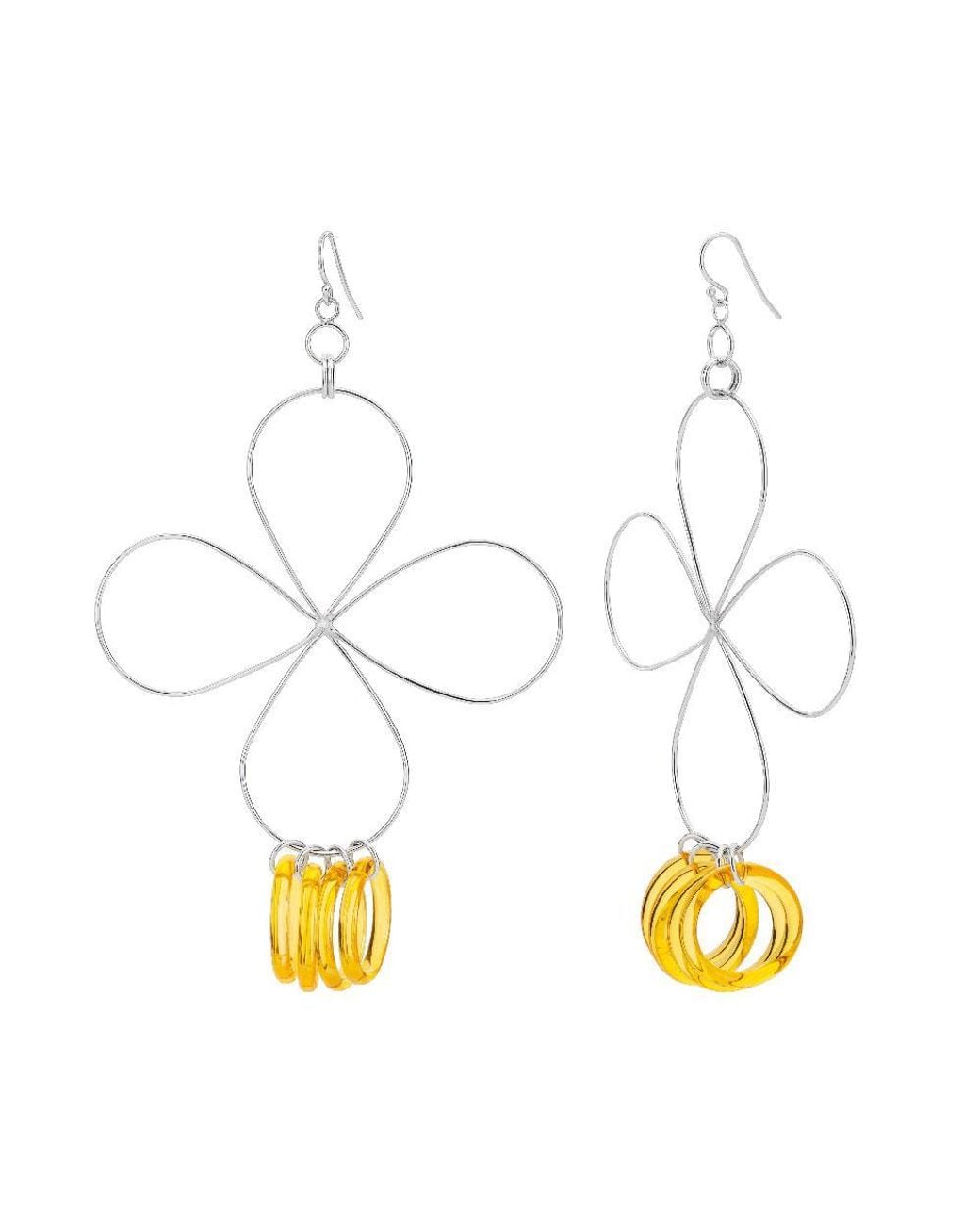 Gold & Honey Metallic Flower Drop Earrings
