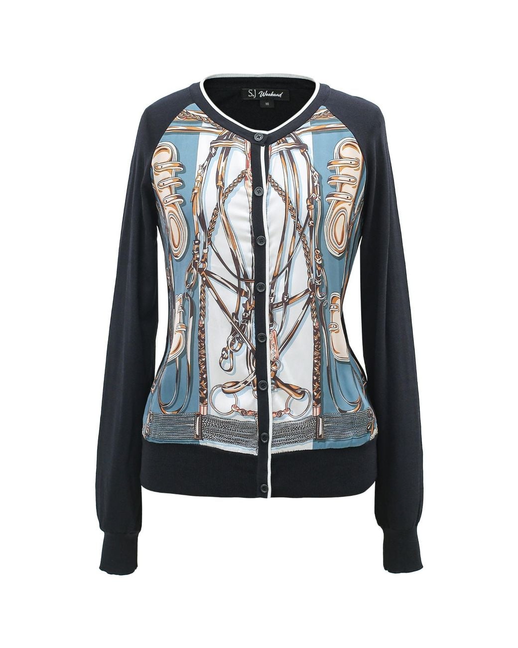 Smart and Joy Black Cardigan Printed