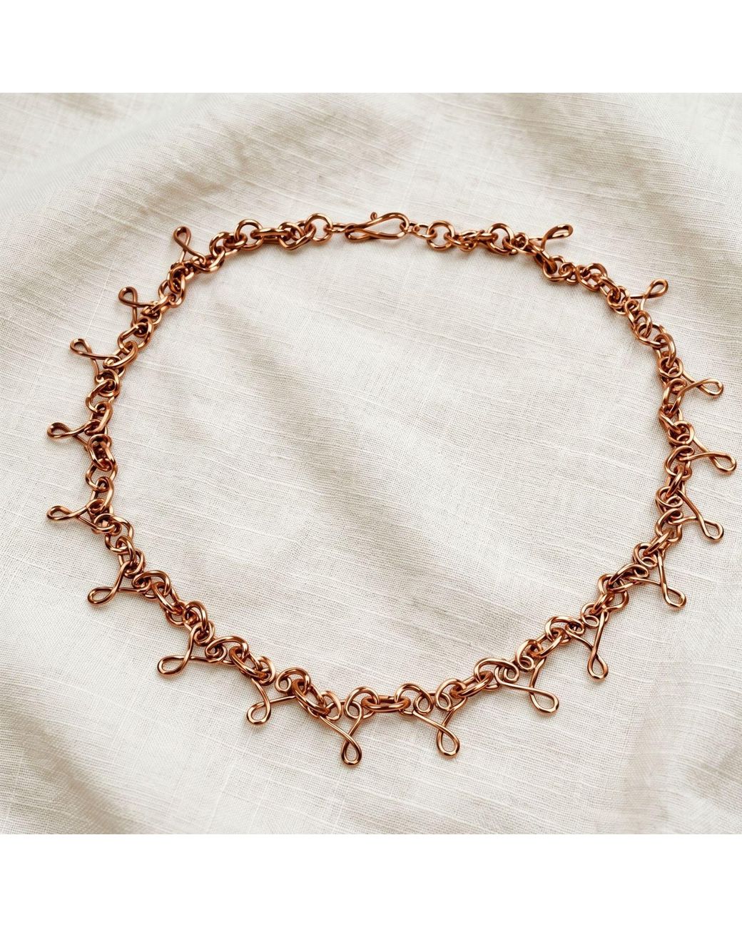 Anatoliacraft Metallic Copper Chain Statement Necklace