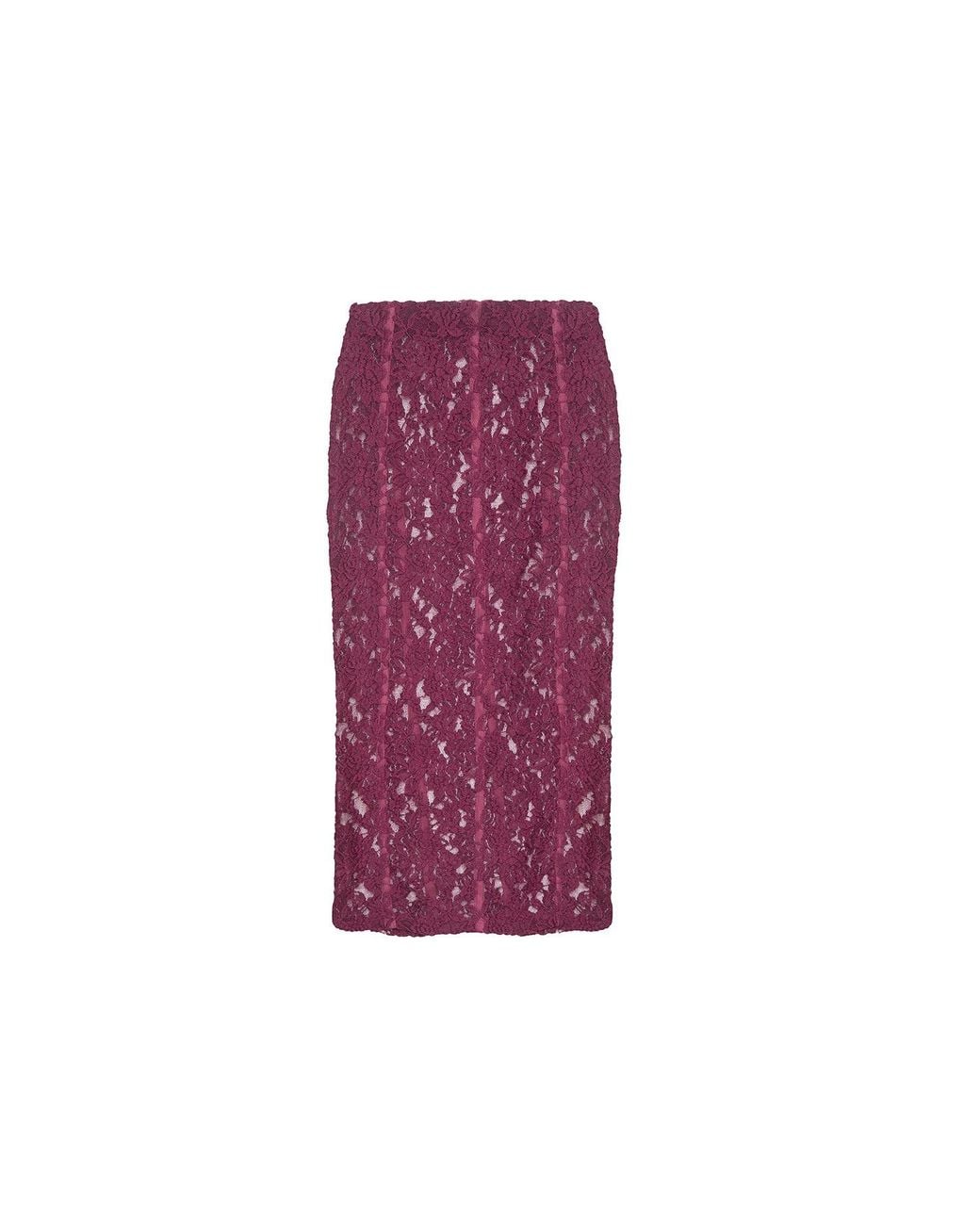 Audrey Vallens Purple Selene Lace Pencil Skirt