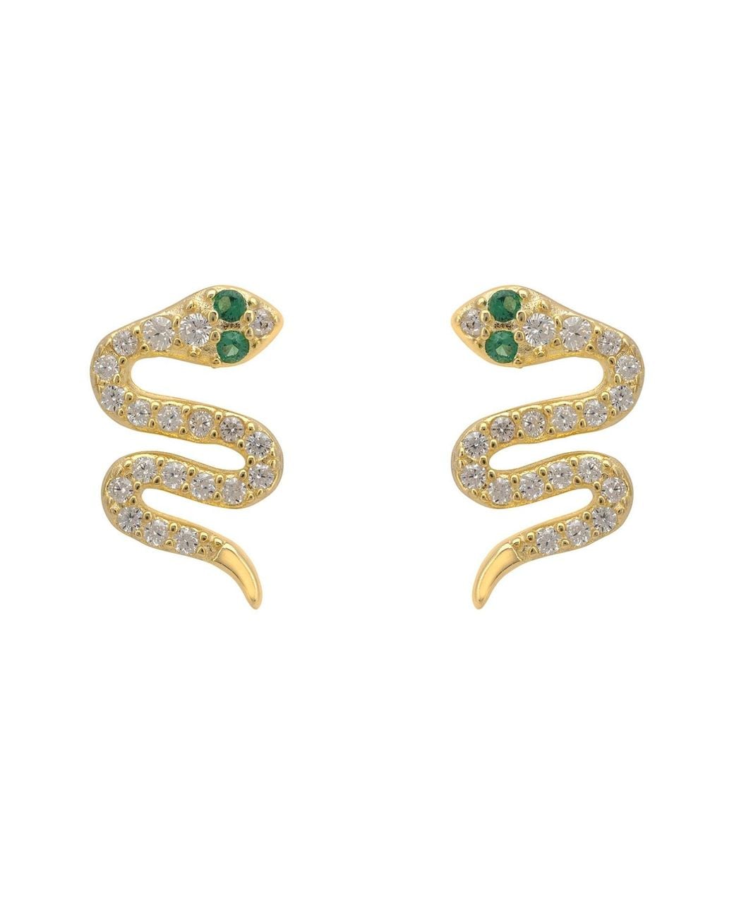 Latelita London Metallic Slither Snake Stud Earrings Cz