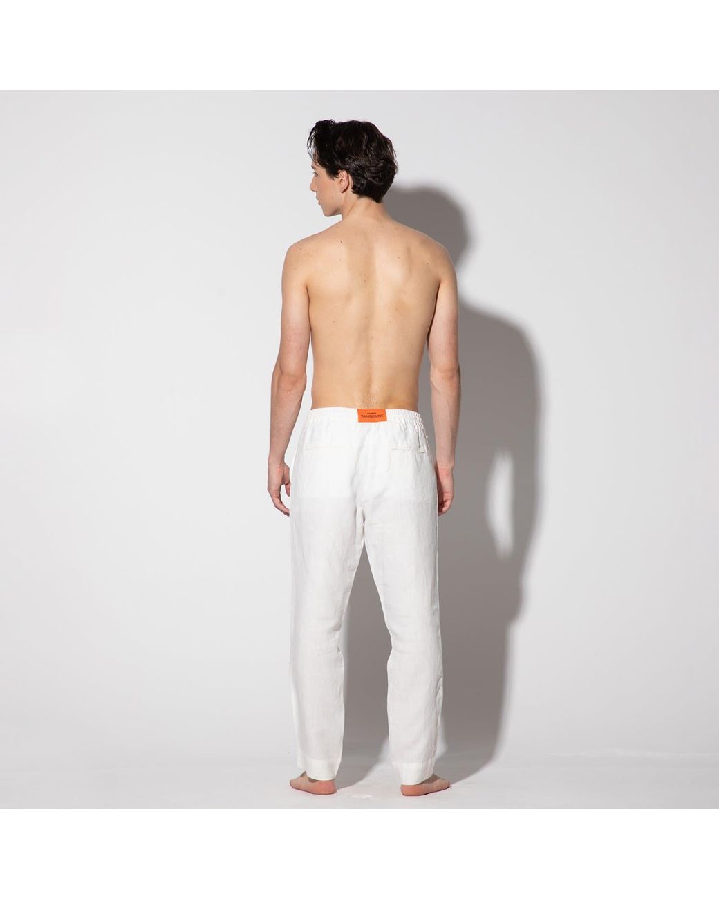 Maison Tangerine White Linen Long Pants For for men