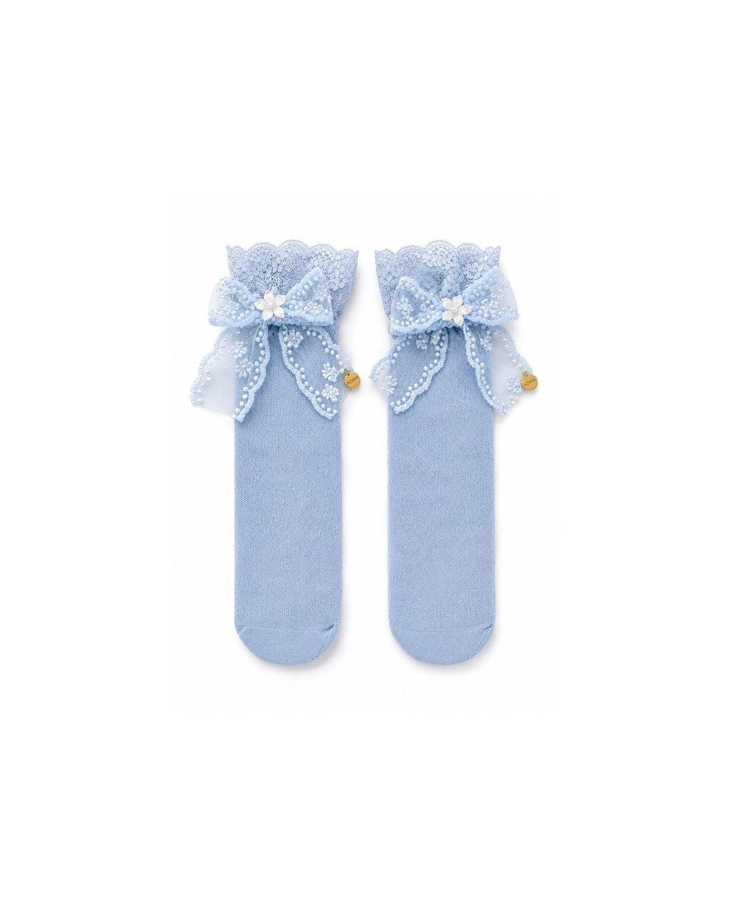 ADIBA Blue Belle Rosette Lace Bow Socks