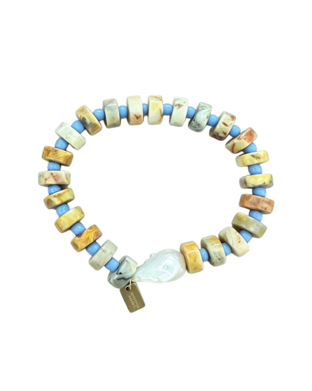 Christina Greene Blue Coastal Calm Baroque Pearl Beaded Bracelet