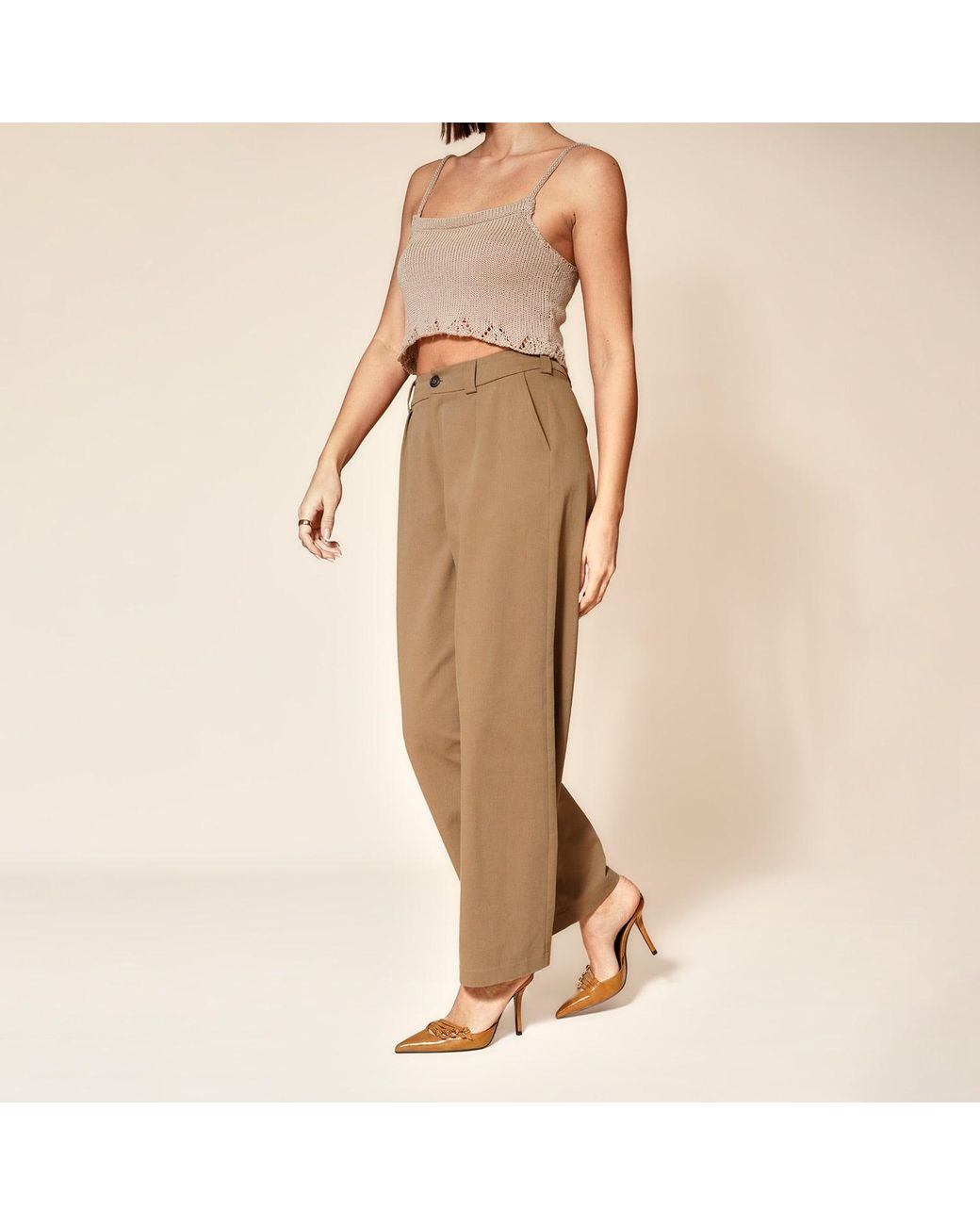 Gunda Hafner Ltd Natural Neutrals Cotton Twill Wide Leg Trousers