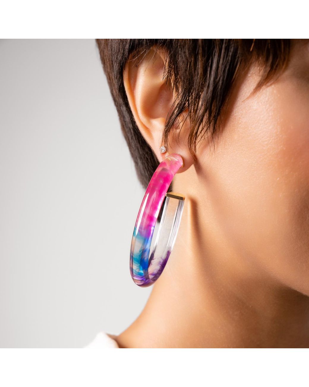 Gold & Honey Blue Cotton Candy Tie Dye Hoops