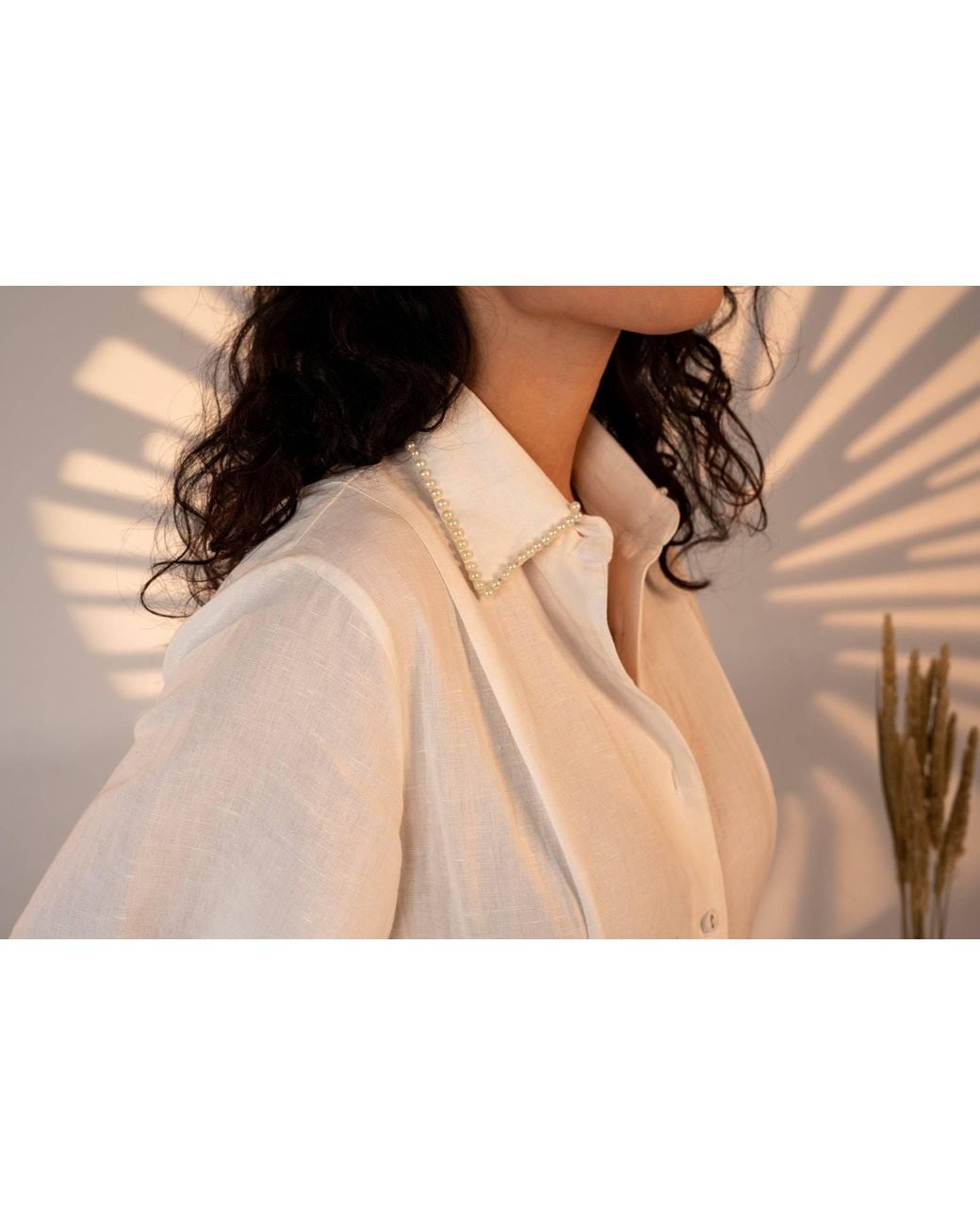 Carolina Benoit White Cafe Au Lait Pearled Dress