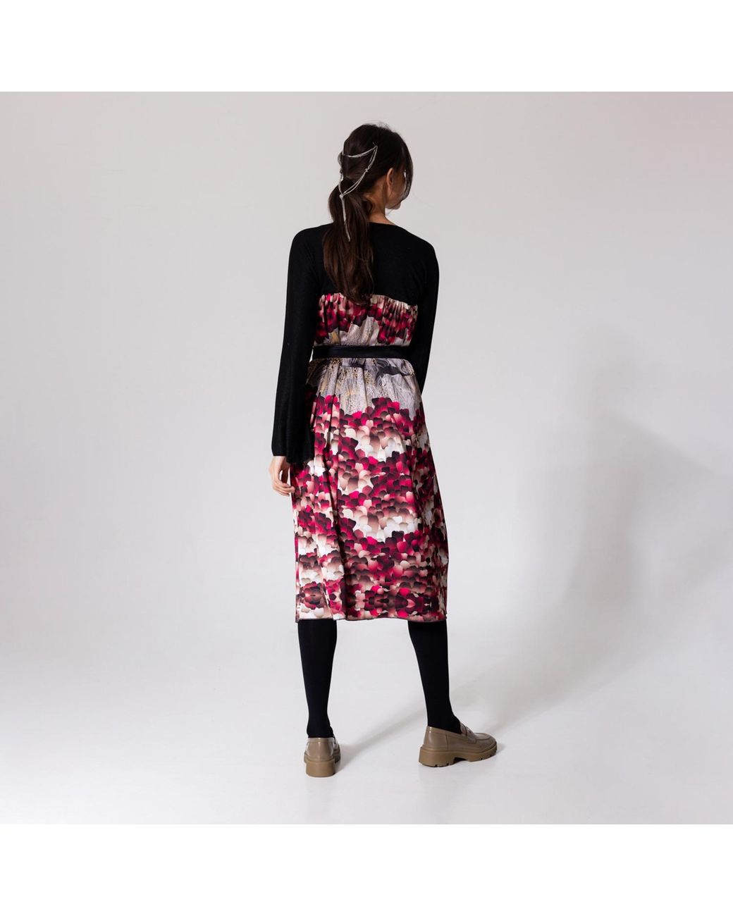 ARTISTA Purple Feathers Pleated Dress