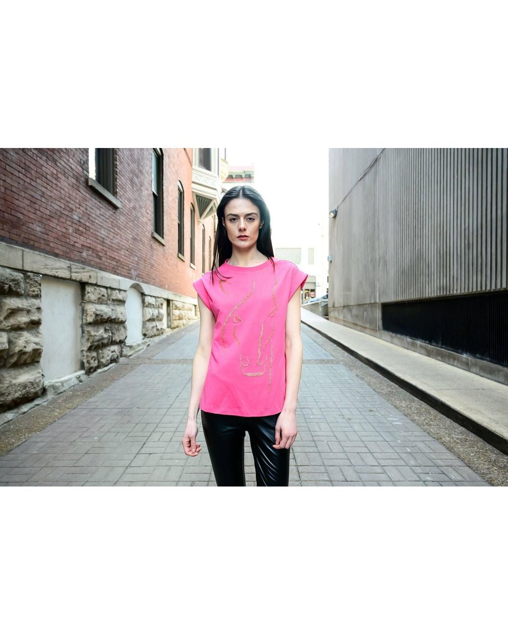 Any Old Iron Pink Beaded Horse Face Cotton T-Shirt