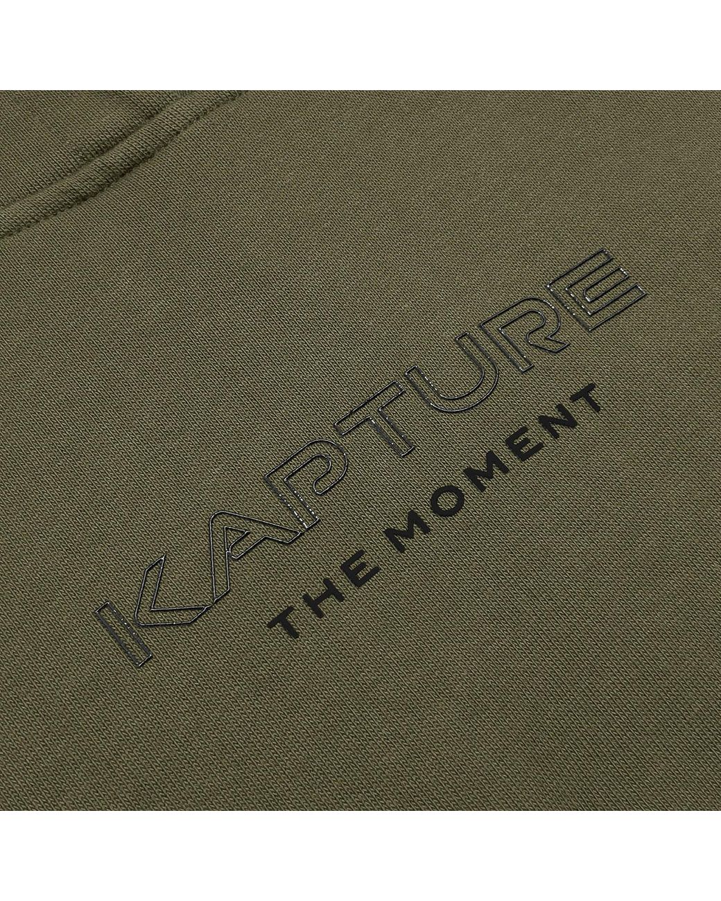 Kapture Green Travel Logo-Print Cropped Hoodie