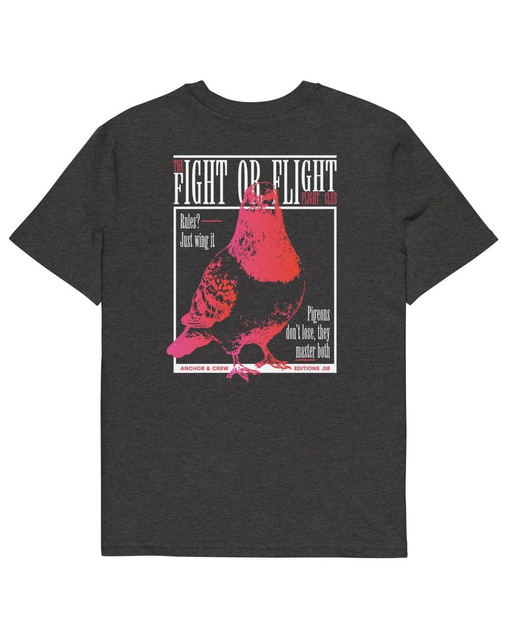 Anchor and Crew Black Heather Eight Fight Or Flight Club Editions Organic Cotton T-Shirt