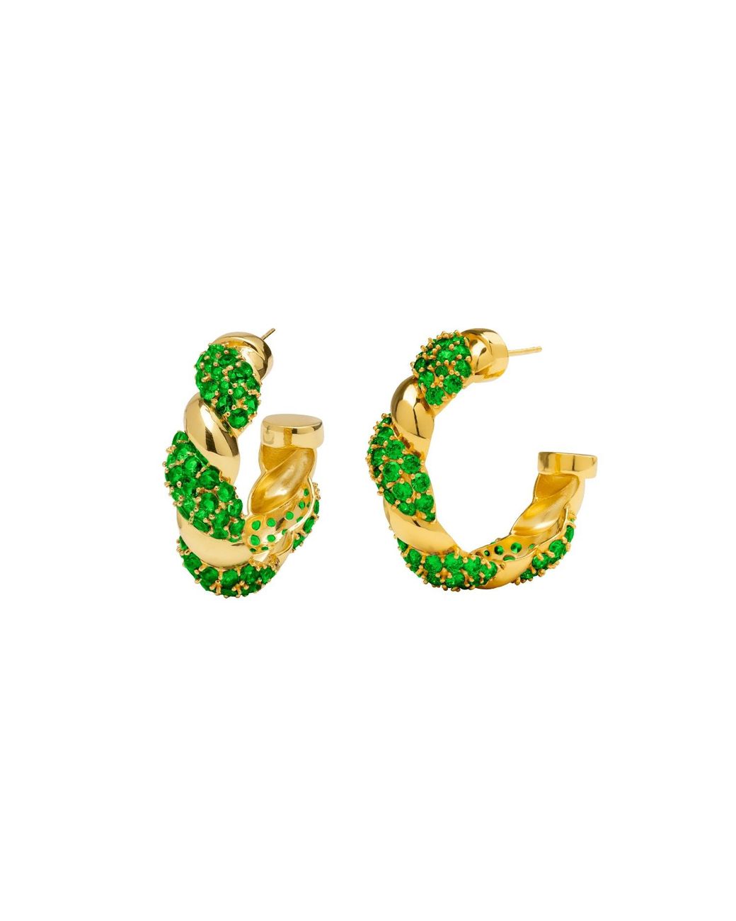 Lavani Jewels Multicolor Green & Gold Plated Paramount Hoops
