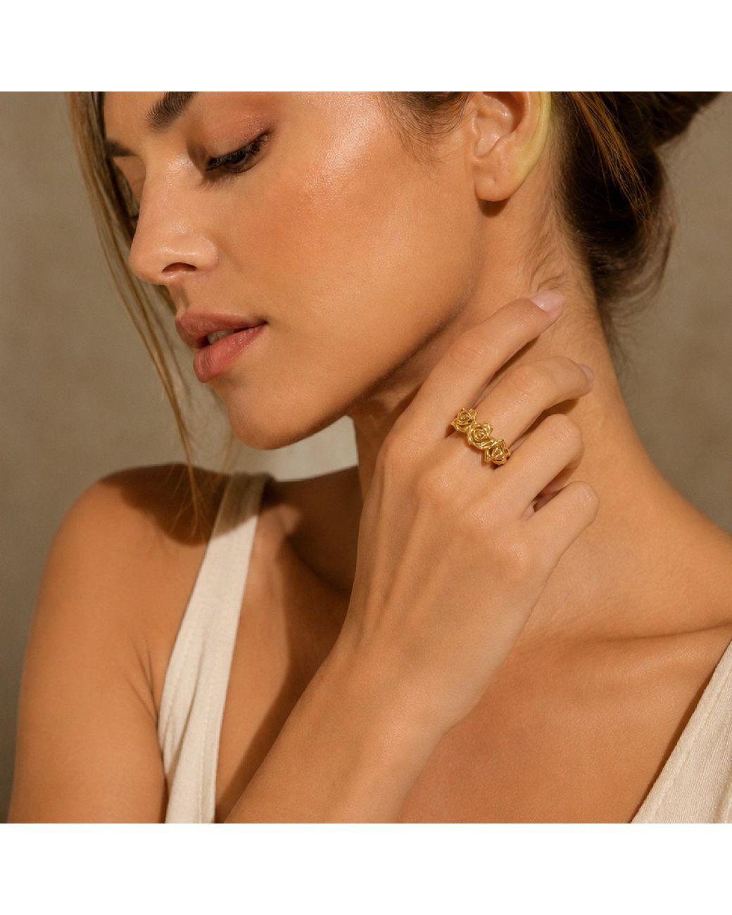 Unaloe Metallic Vermeil Triple Rose Adjustable Ring For – Meaningful Floral Jewelry