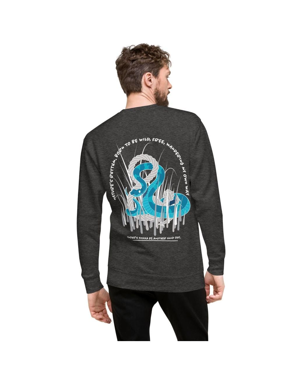 Anchor and Crew Gray Heather Snake Another Good Day Cotton Blend Sweatshirt