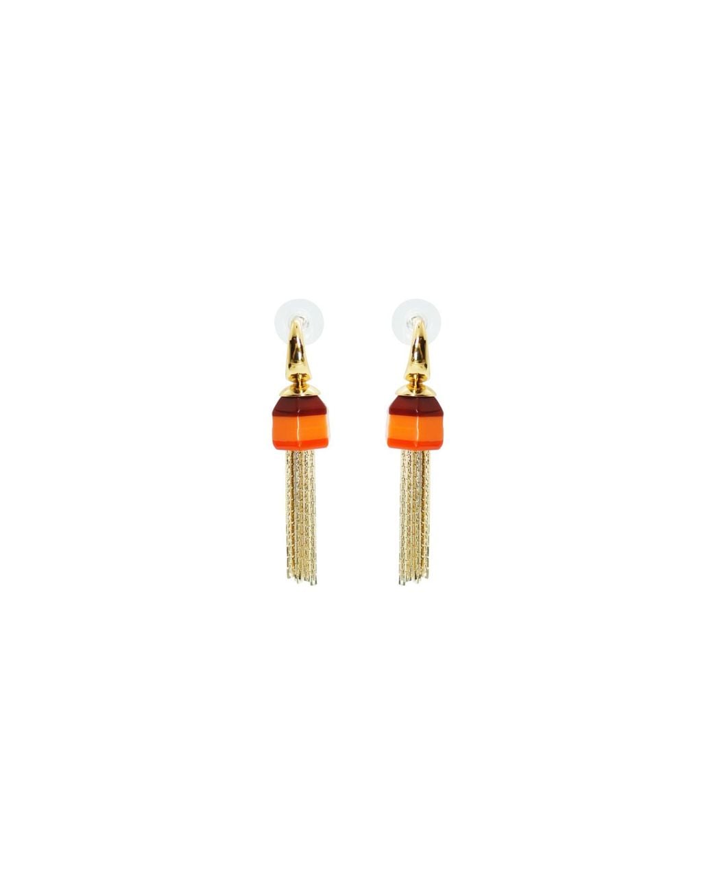 Gissa Bicalho Orange Acrylic Handmade Earring Fringe Butterfly