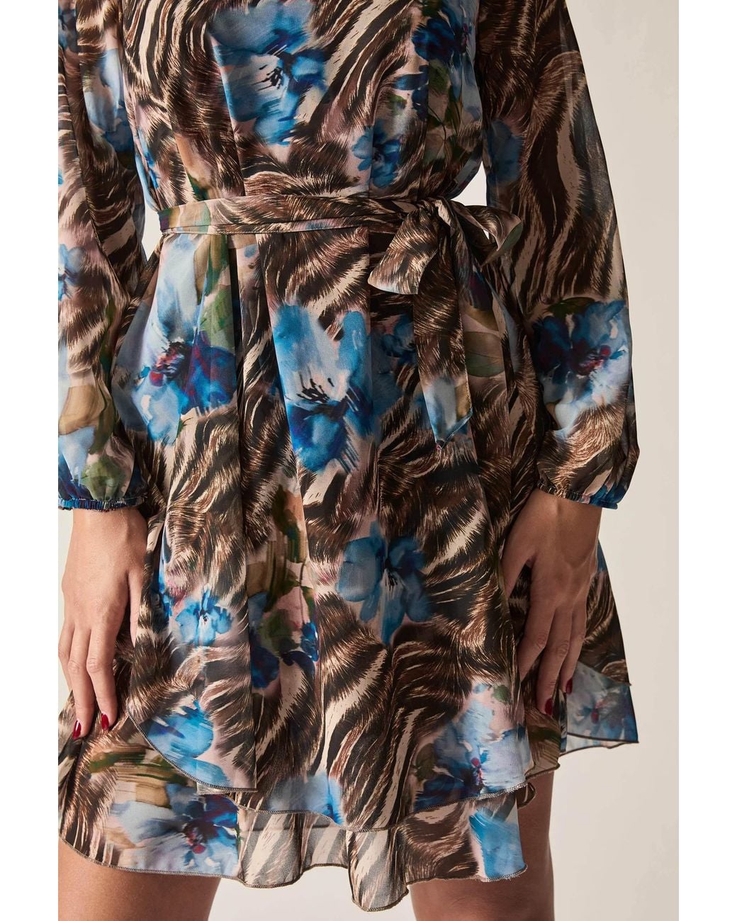 James Lakeland White Floral Print Belted Dress
