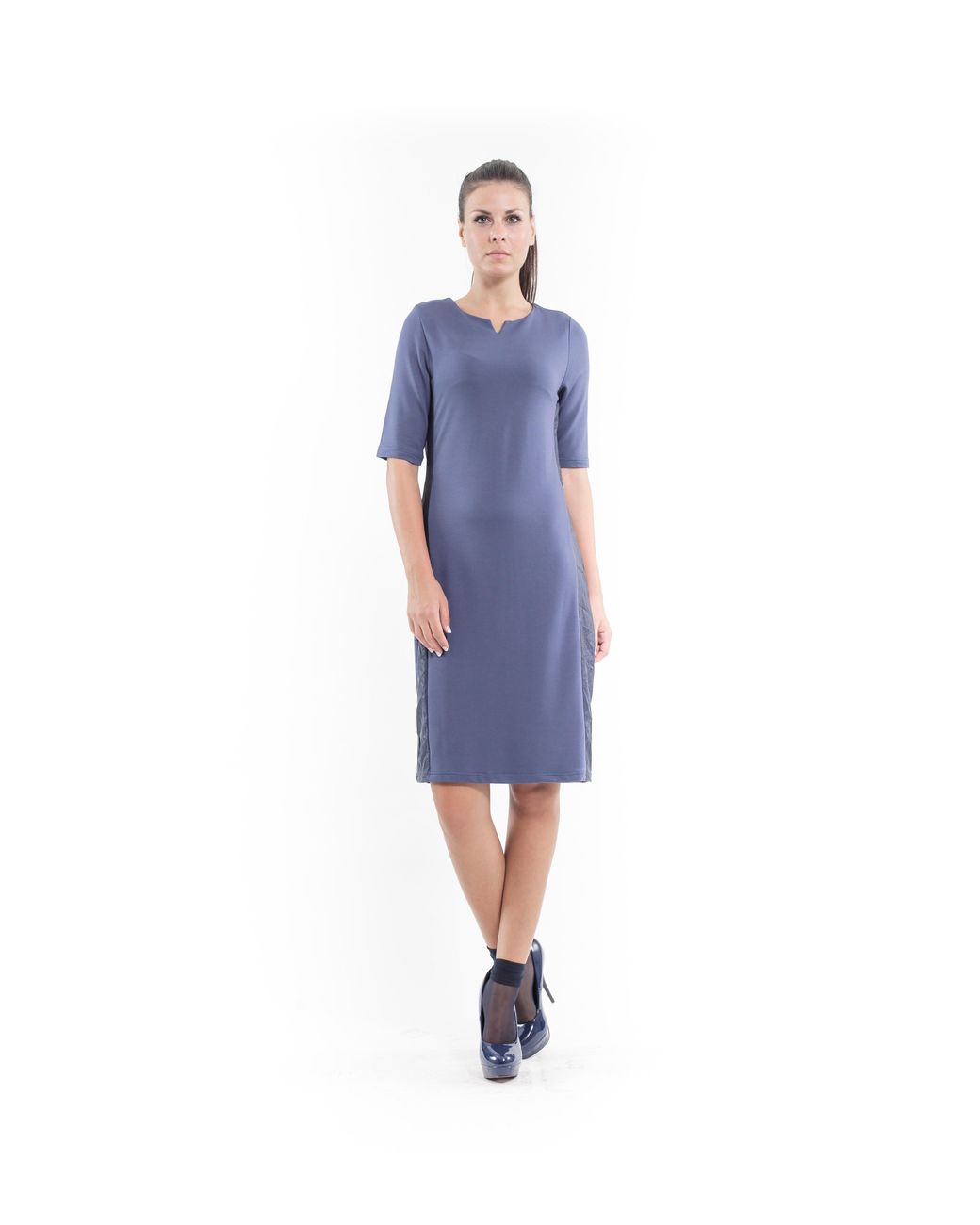 Conquista Blue Stretch Fabric Shift Dress