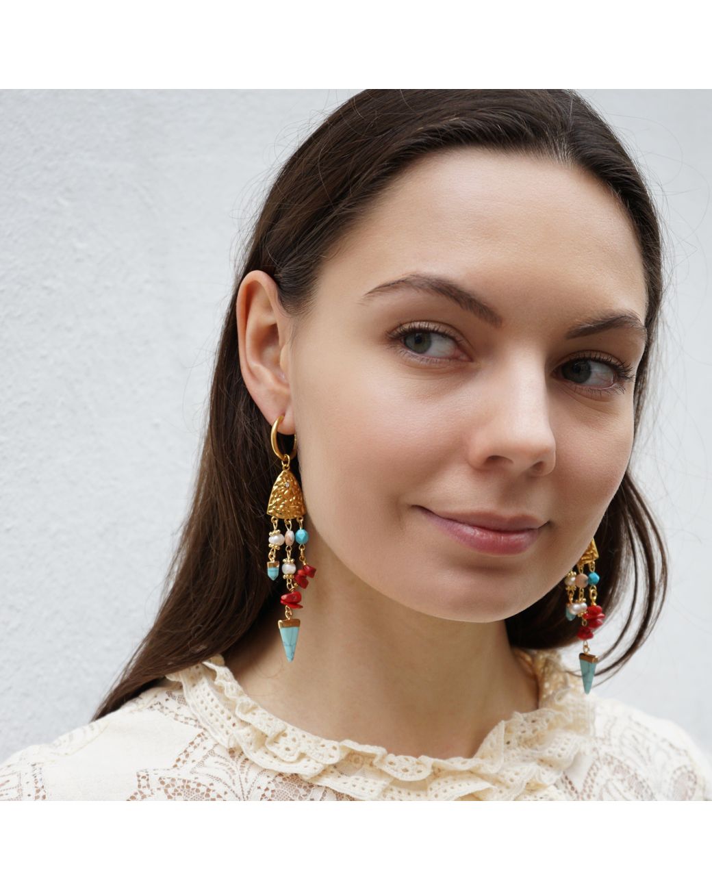 Smilla Brav Metallic Gemstone Earrings Phuket