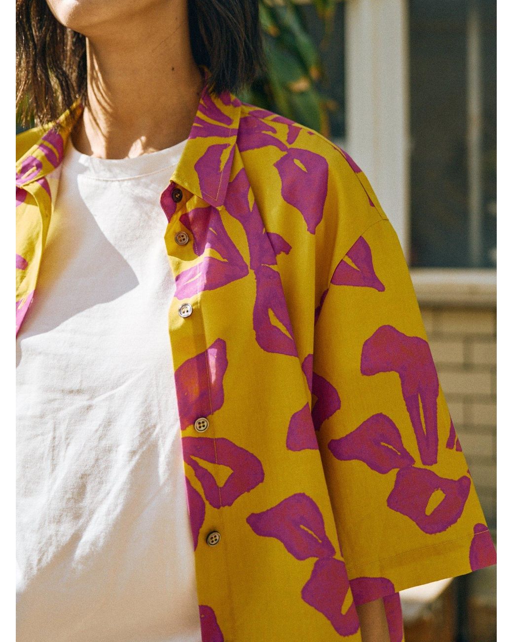 Lost Pattern Metallic Tropical Bliss Oversized Shirt