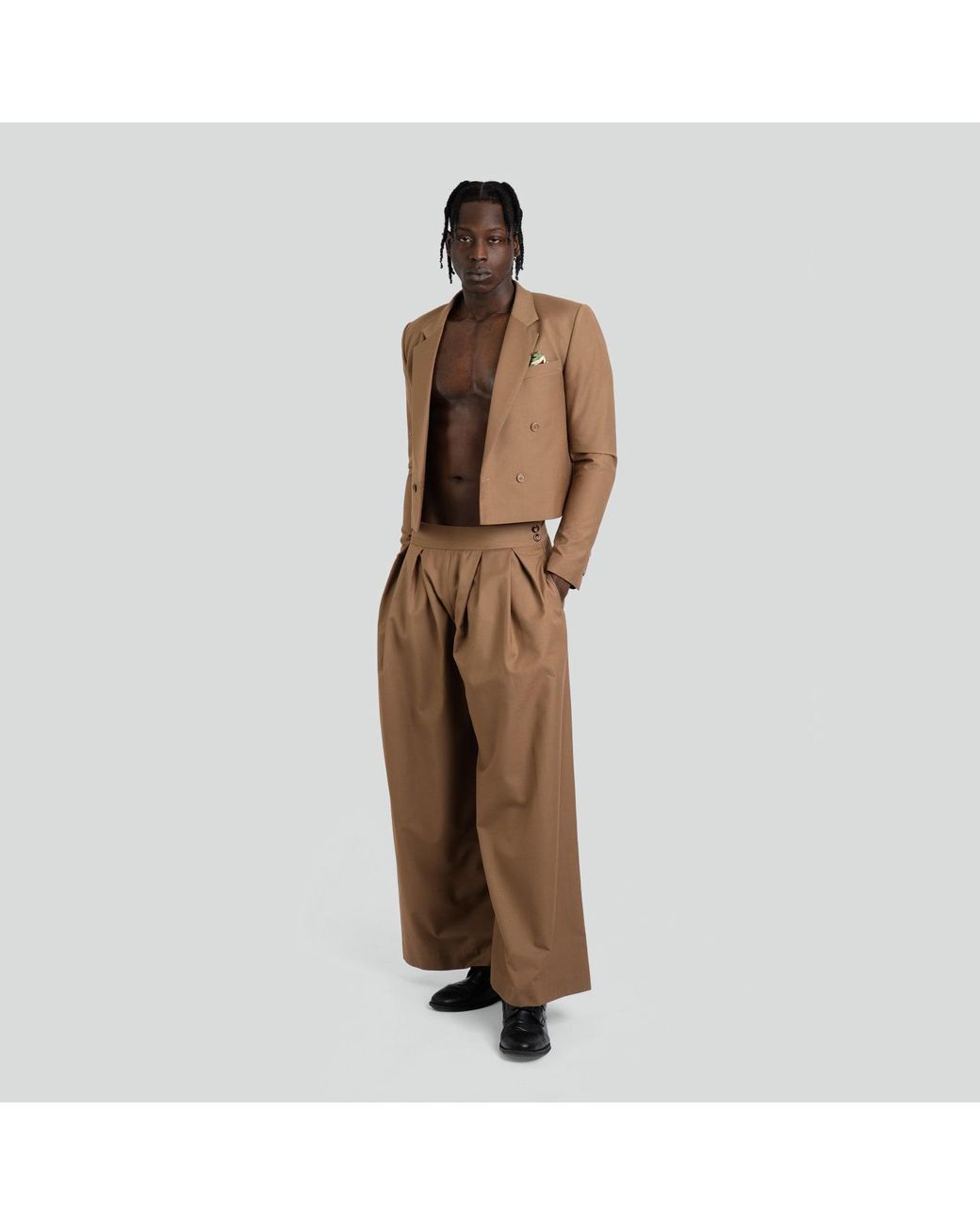 Maui X Lolita Brown Bastien Tan Cropped Blazer for men