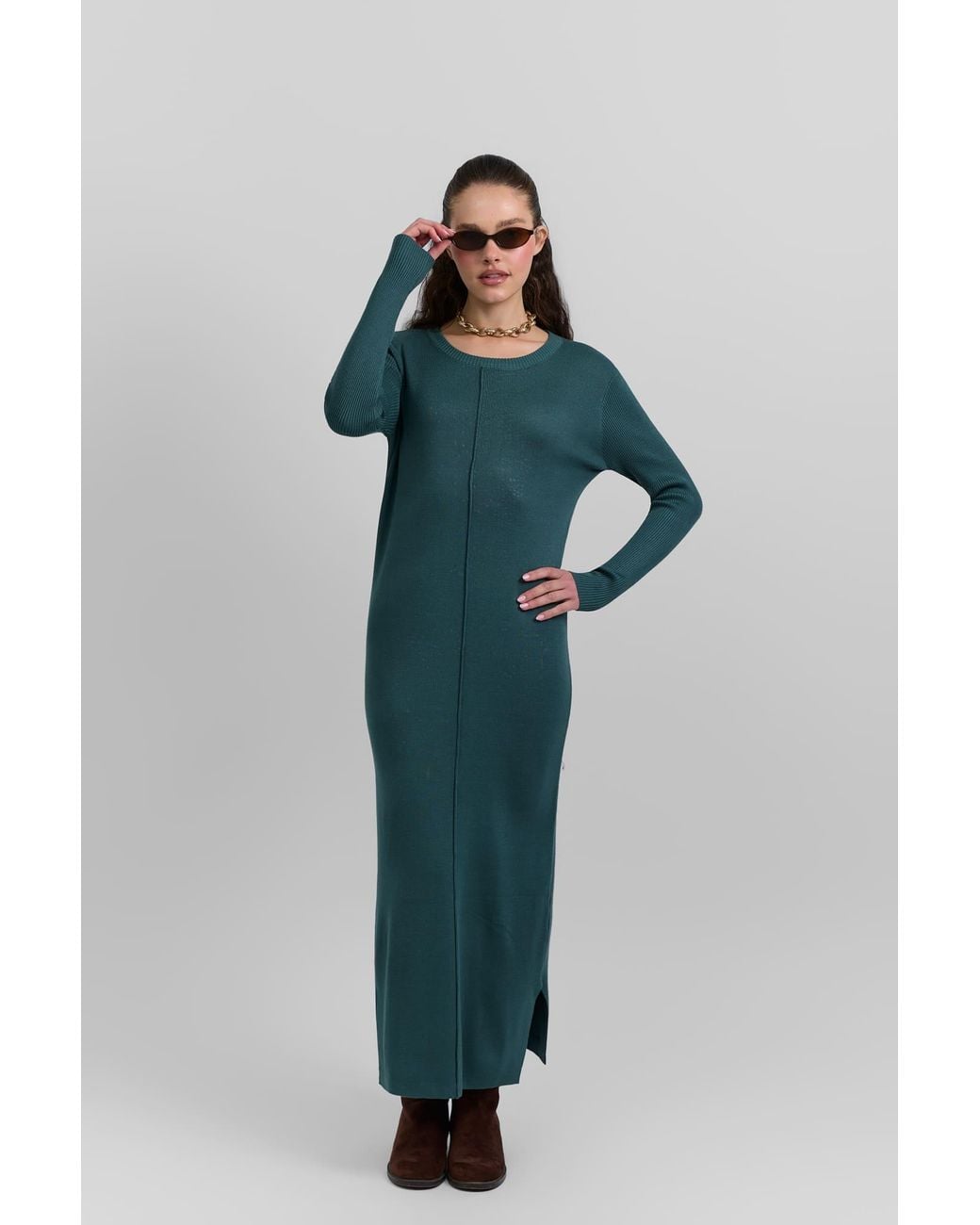 Rave on Trend Green Knitted Maxi Dress