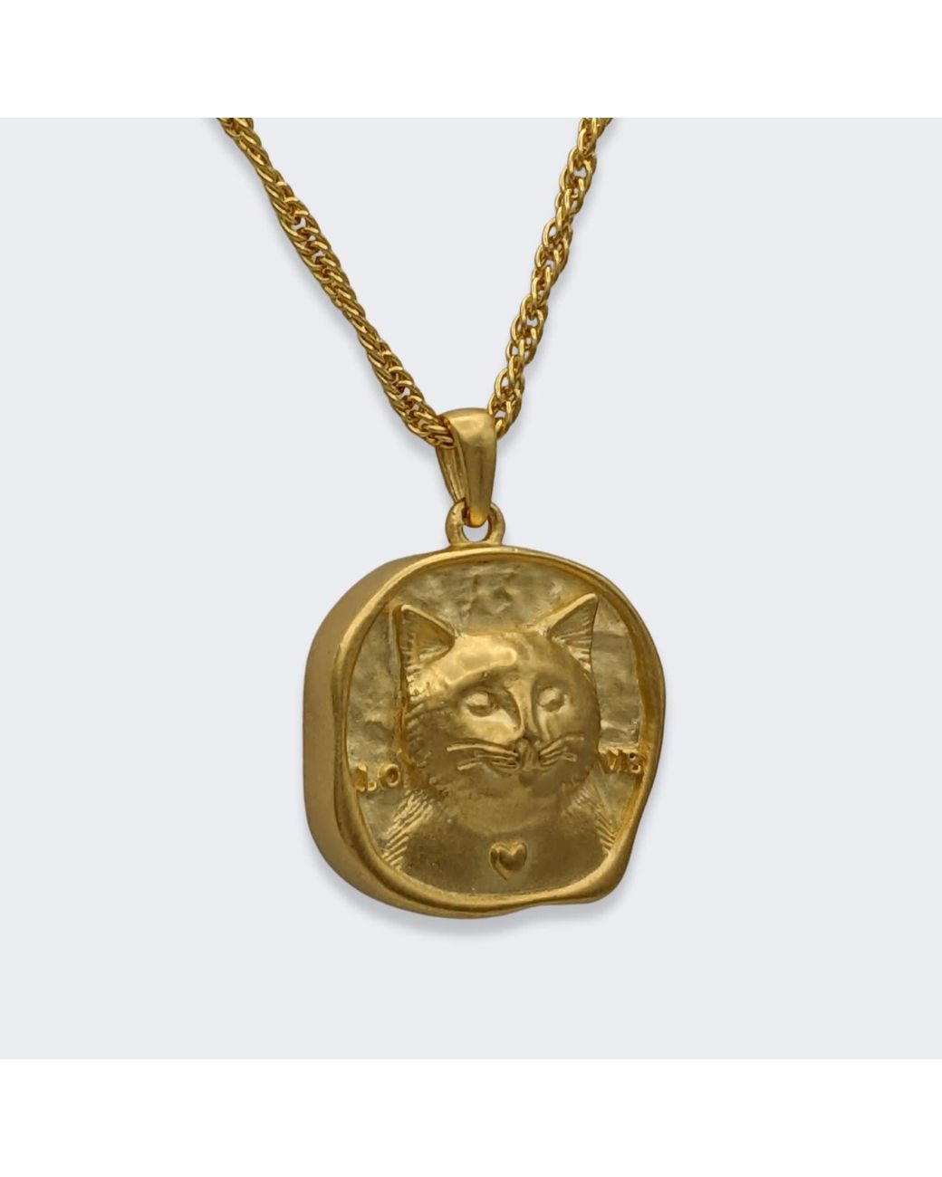 Frenvyrn Metallic Lars Reversible Cat Coin Necklace, Vermeil for men