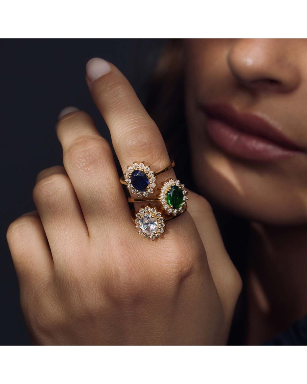 BY EDA DOGAN Blue Diana Sapphire Adjustable Ring