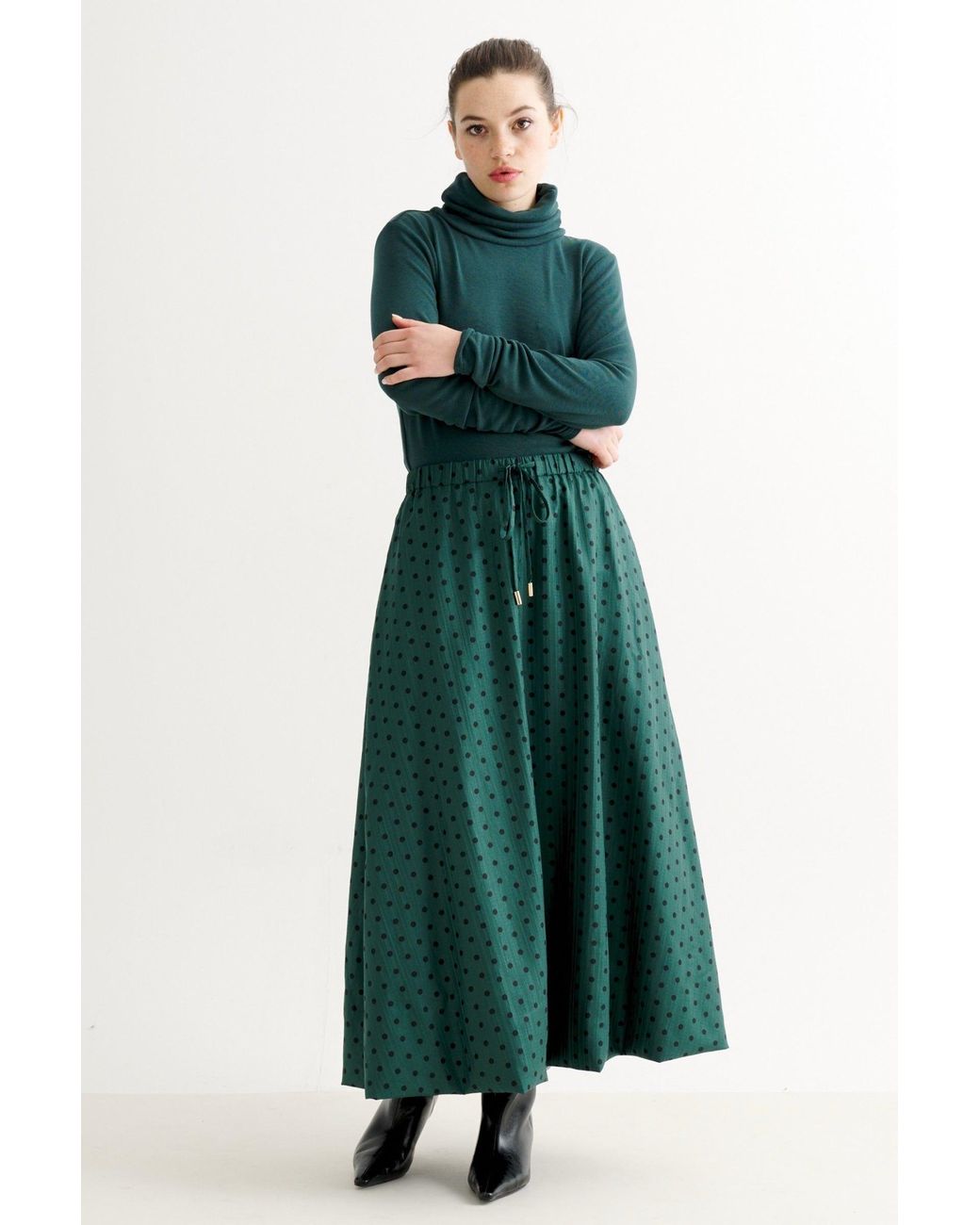 Louche Green Dixie Spot Print Balloon Midi Skirt