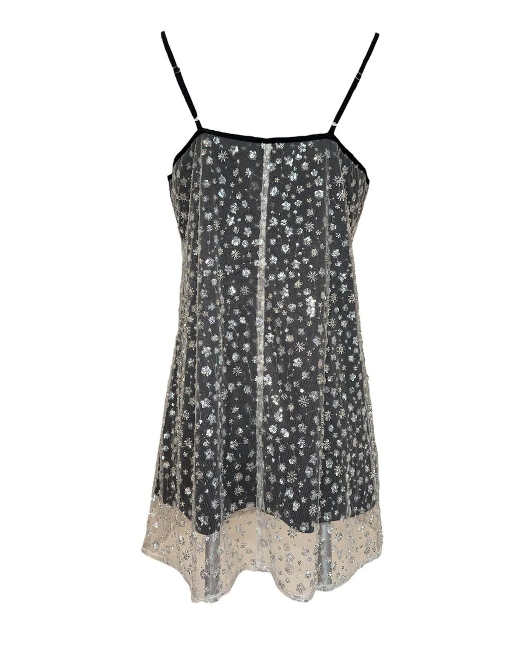 Any Old Iron Black Neutrals Ivory Frost Beaded Short Dress