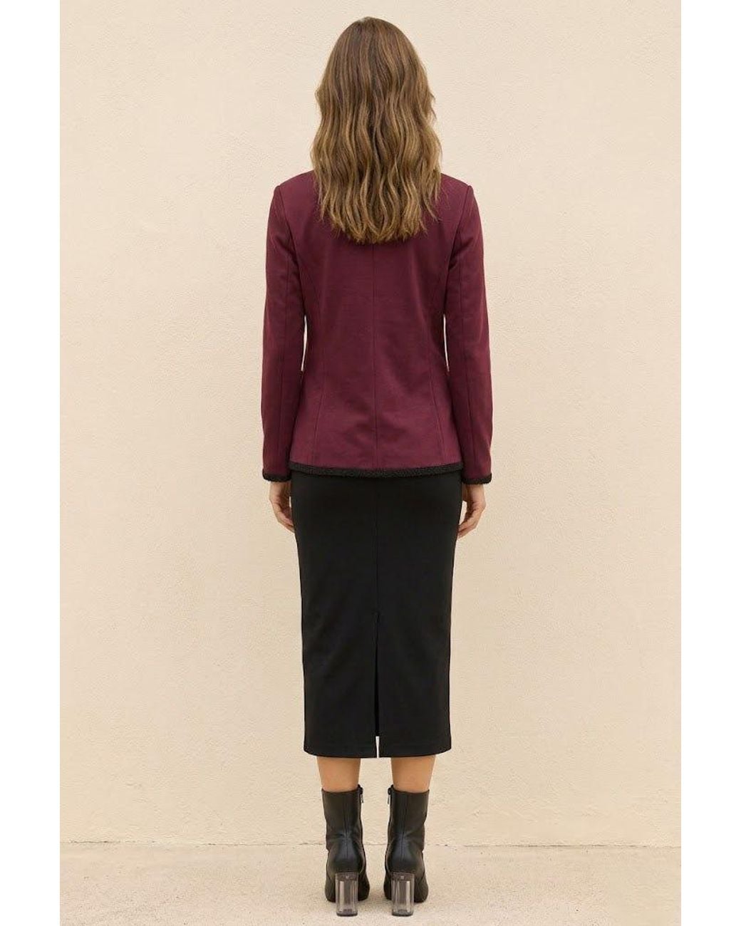 Conquista Purple Contrast-Trim Four-Pocket Jacket