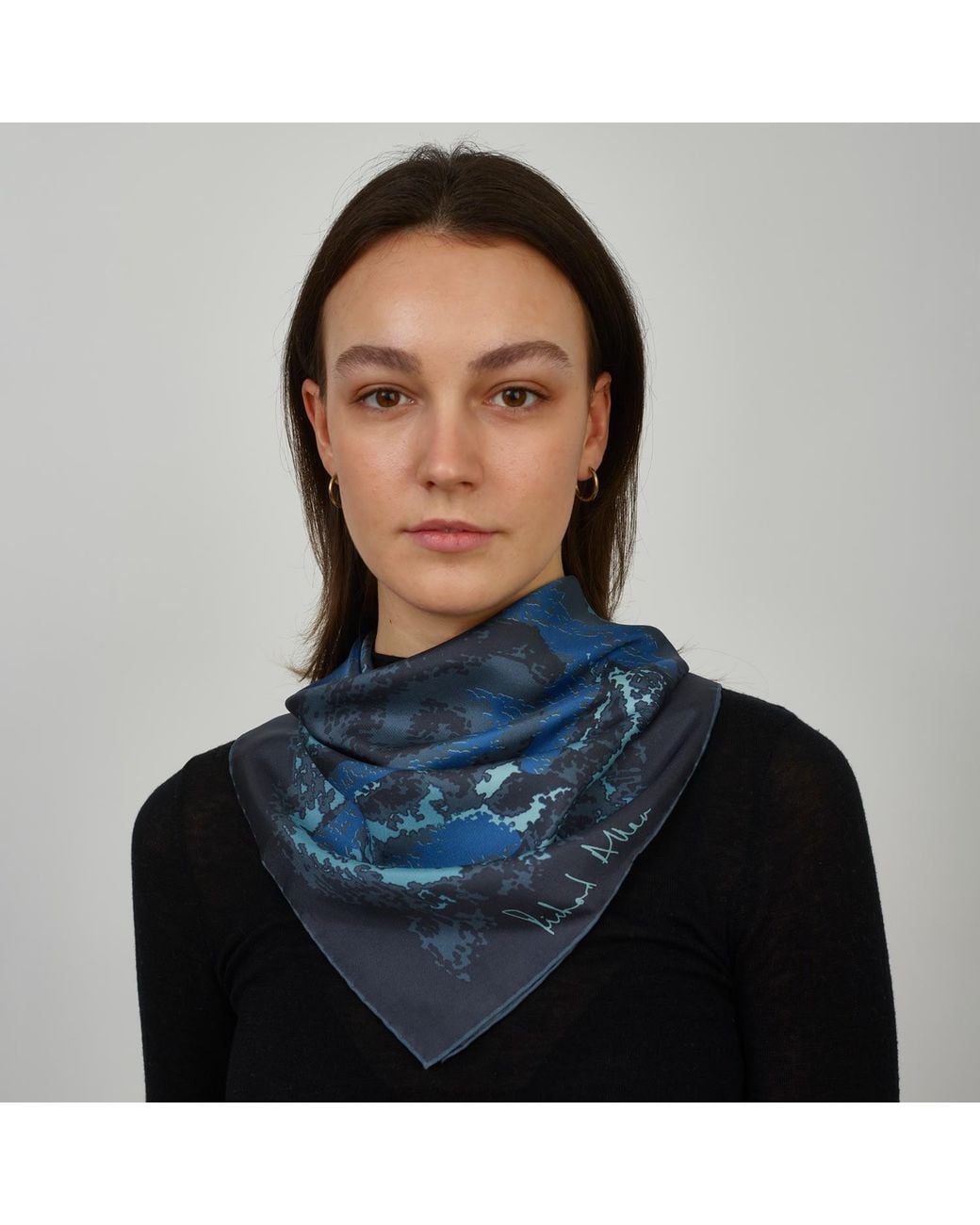 Richard Allan London Blue Illusion Silk Scarf
