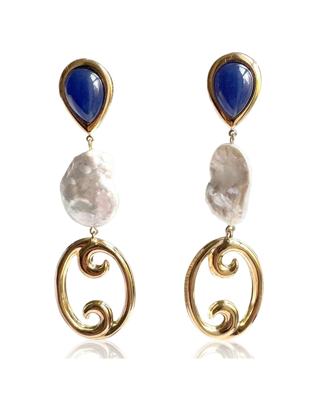 Laura Gray Metallic Serena Baroque Pearl Earrings